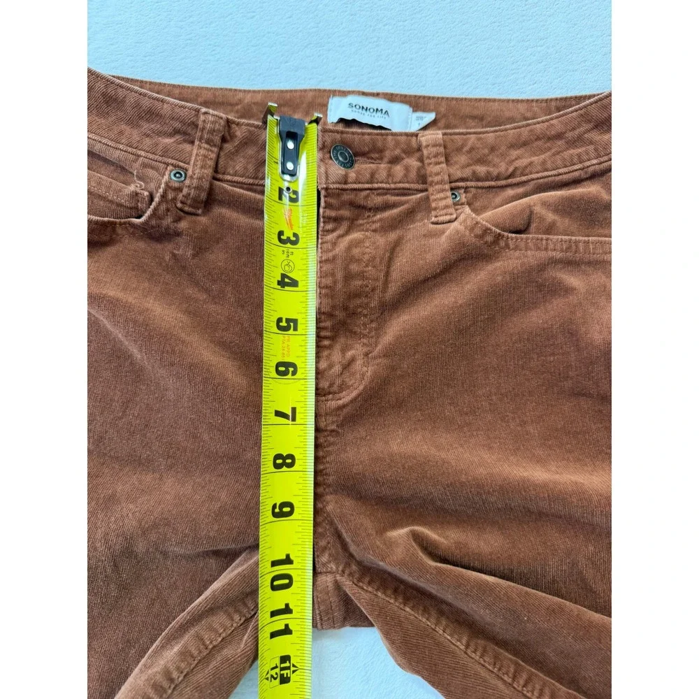 Sonoma Corduroy Pants Womens 10 Brown Good Stretch‎ Straight Leg 000213104